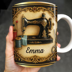 Personalized Classic Sewing Machine Design Coffee Mug, Ceramic Sewing Mug - Image 2