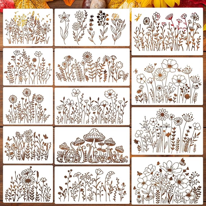 Flower Stencils for Painting Wildflower Stencils Reusable Floral Stencil for by SUNVERSE