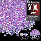 5000pcs 3mm Resin Rhinestones Bulk, Lavender Purple AB Flatback Round Jelly - Image 2