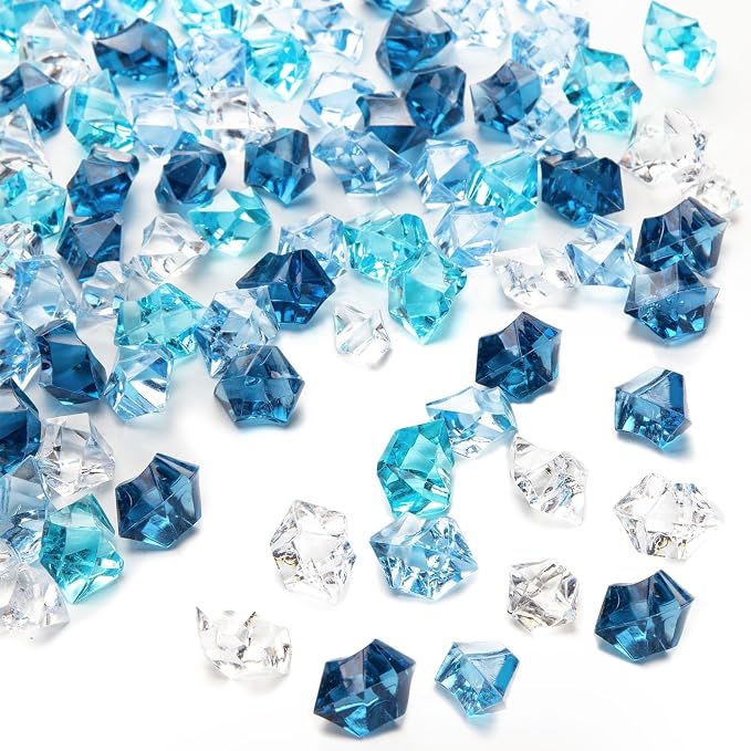DomeStar 500PCS Assorted Blue Fake Ice Rocks Vase Fillers, Aquarium Gravels by DOMESTAR