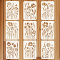 9pcs Wildflower Stencil for Painting Flower Beds Painting Crafts Template Wall by beinkmake