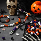 Tradder 200 Pieces Halloween Wood Beads Purple Orange Pumpkin Spider Black Cat - Image 3