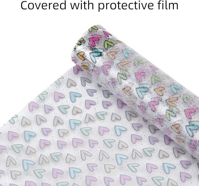 Heart Printed TPU Jelly Faux Leather Fabrics, 11.8 x 47.2 Inch Clear TPU Vinyl - Image 4