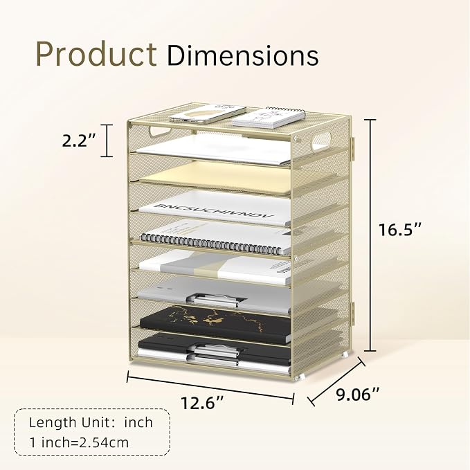 DALTACK 9-Tier Paper Organizer for Desk, Mesh Letter Tray Desk Organizer - Image 4