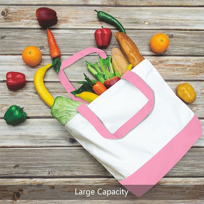 TOPDesign 3-Pack Super Strong Large 12oz Cotton Canvas Tote Bags, Reusable - Image 3