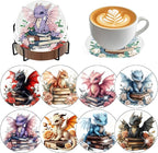 8 PCS Diamond Art Coasters Kits Dragon Book Diamond Painting Coaster | Diamond by Benjenes