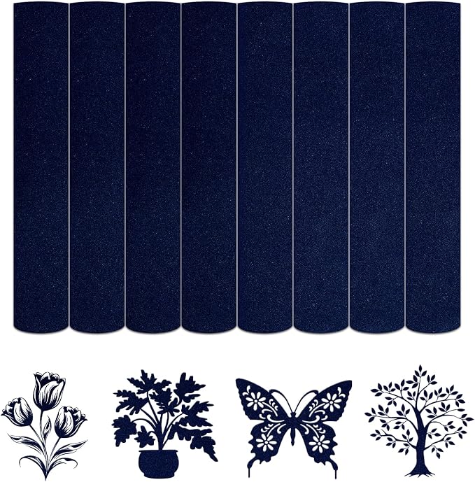 HTVSTD Blue Flock HTV Heat Transfer Vinyl 8pcs 12×10in Iron on Vinyl | Colorful by CraftingEveryday