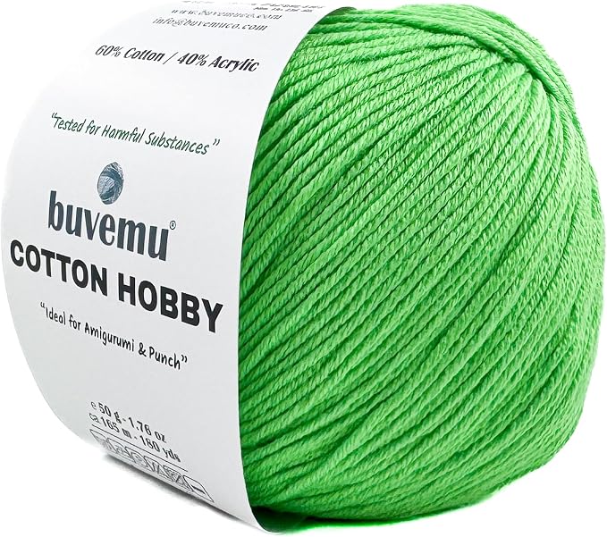 Cotton Hobby Yarn for Amigurumi Crochet & Knitting | 1.76 oz / 180 yds by buvemu