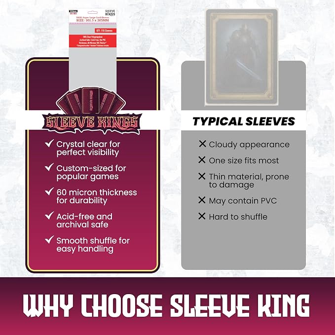 Sleeve Kings Premium XXXL Super Large Card Sleeves – 101.5x203mm, 110 Pack - Image 6