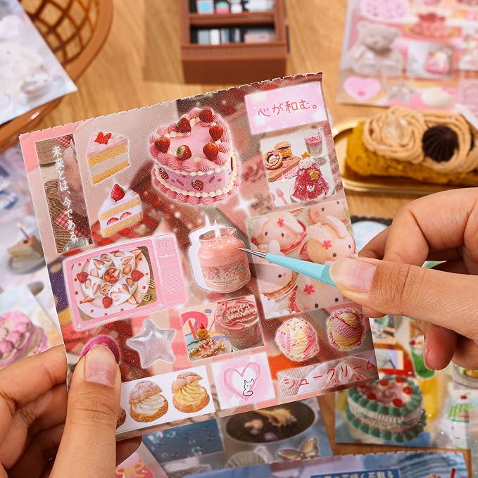 Girl's Japanese Retro Sticker Book, Food and Daily Life Theme - Image 4