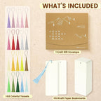 102 pcs Blank Bookmarks with Colorful Tassels – 350gsm Cardstock Bookmark Blanks - Image 7