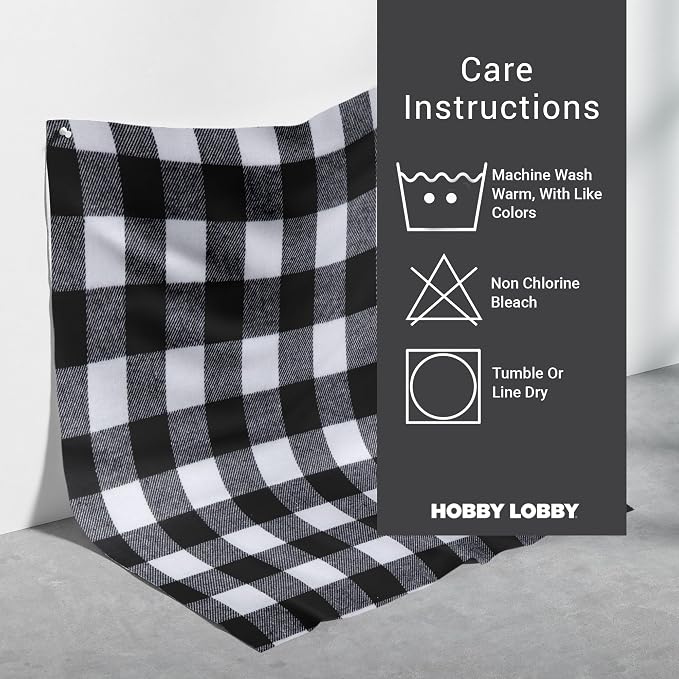 Hobby Lobby Black & White Buffalo Plaid Flannel Fabric, 1 Yard | Precut Fabric - Image 4