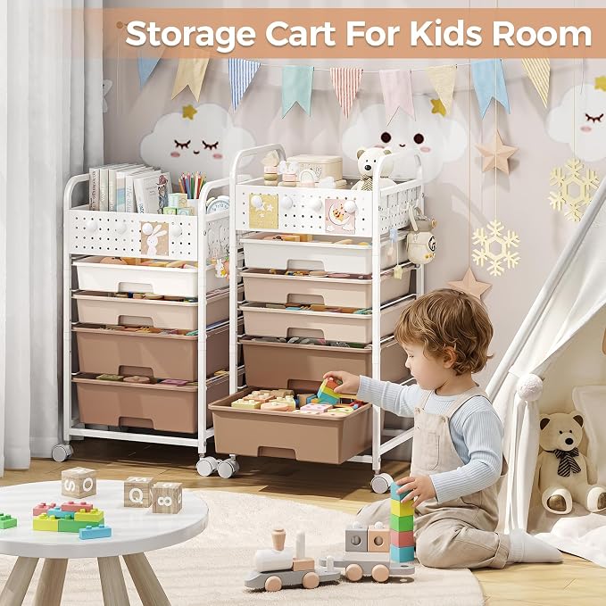 5 Drawer Rolling Storage Cart - Image 7