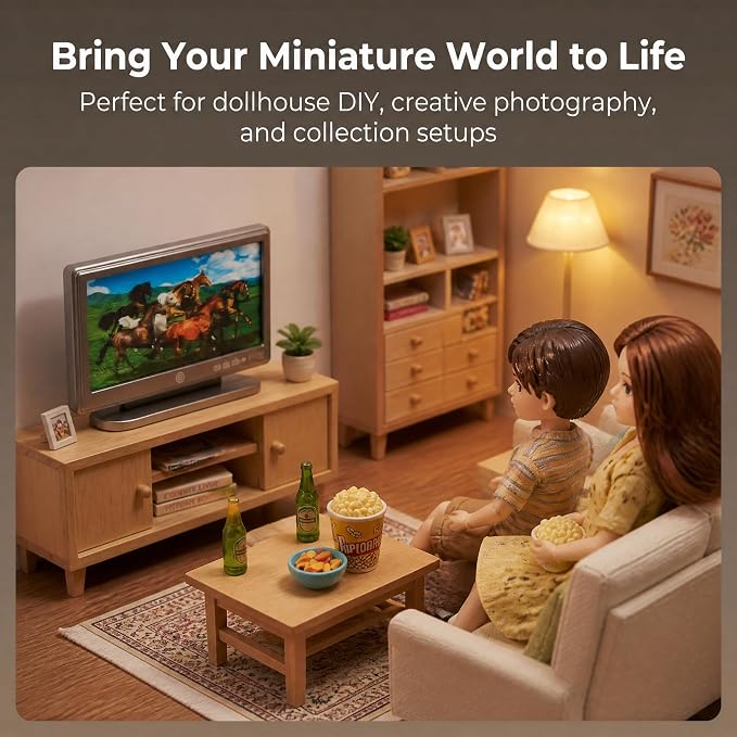 1:12 Scale Miniature TV Set, Tiny Television Dollhouse Furniture Accessories - Image 8