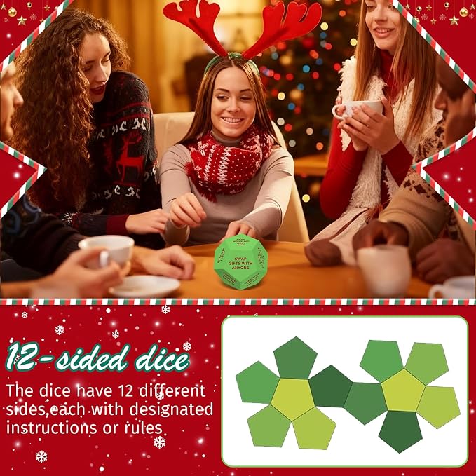 Santa Swap Gift Exchange Dice, 3 * 3in Exchange Gifts Family Game, Christmas - Image 5