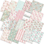 HunnmingRe 20 Pcs 10''x10'' Floral Greenery Quilting Fabric Square Watercolor by HunnmingRe