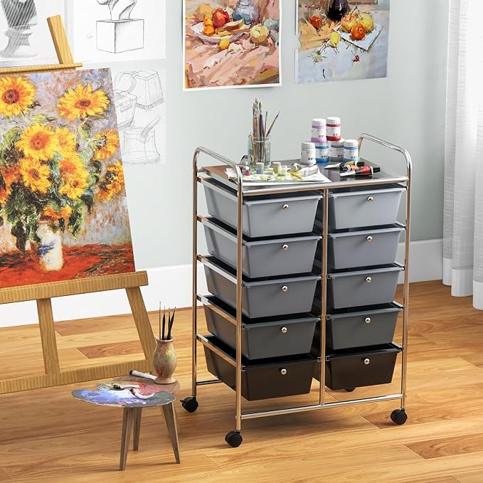 Giantex 10 Drawers Rolling Cart, Classroom Organizers, Storage Cart - Image 4