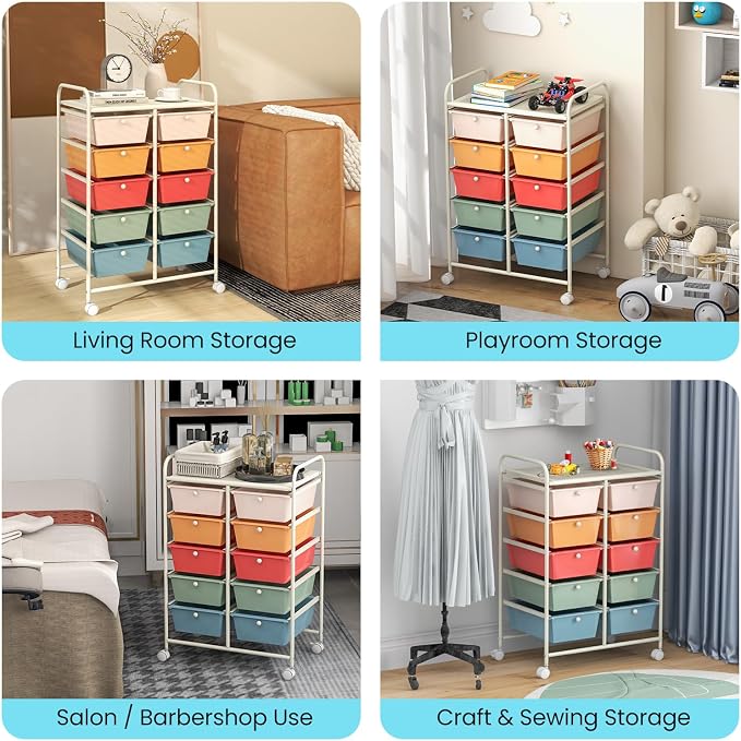 Giantex 10 Drawers Rolling Cart, Classroom Organizers, Storage Cart - Image 5