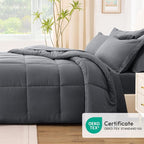 Love's cabin Queen Comforter Set Soot Grey, 7 Pieces Queen Bed in a Bag - Image 5