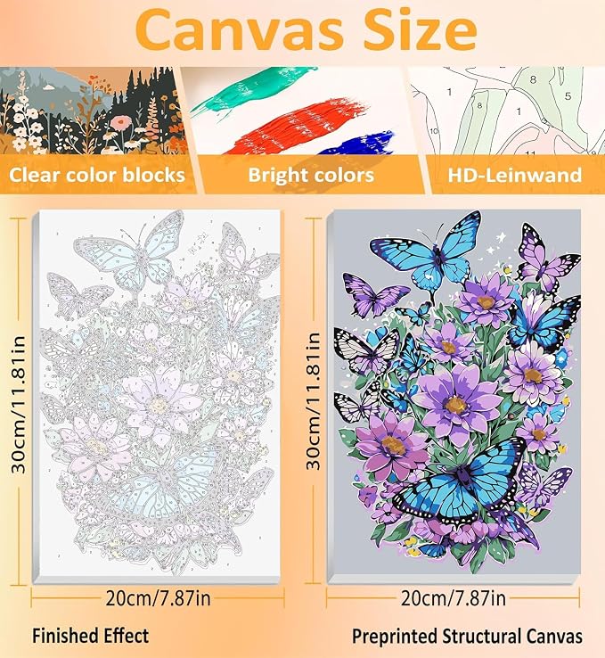 3 Pack Framed Paint by Numbers Butterfly - Image 3