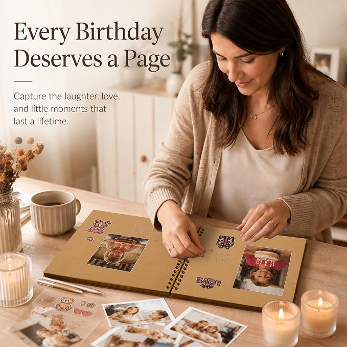 DIY Scrapbook Album 10x10 Inch 40 Pages, Hardcover Kraft Paper | Photo Book - Image 5