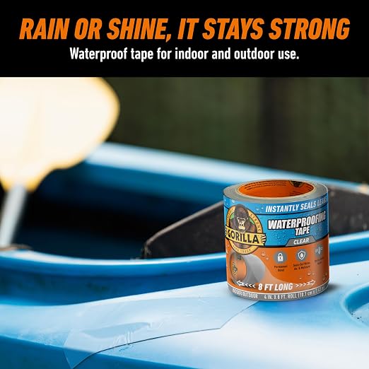 GORILLA Waterproofing Tape, UV-Resistant Backing, Bonds Vinyl, Plastic & Rubber - Image 5
