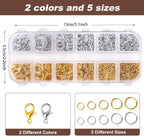 1200Pcs Silver and Gold with Pliers Jump Rings Jewelry Making Kit and Necklace - Image 5