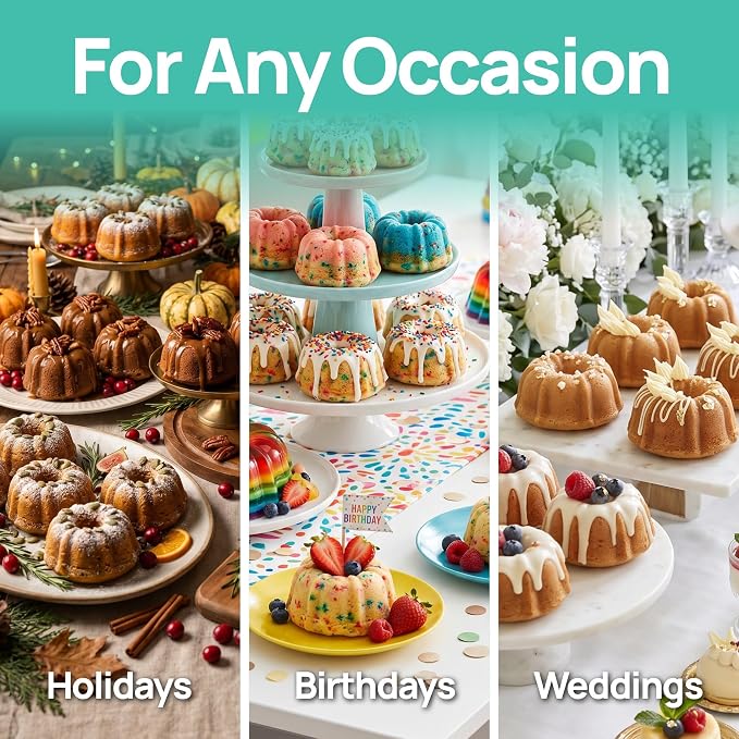 O’Creme Bakeable Plastic Mini Cake Pan & Jello Mold – Non-Stick Silicone Baking - Image 7