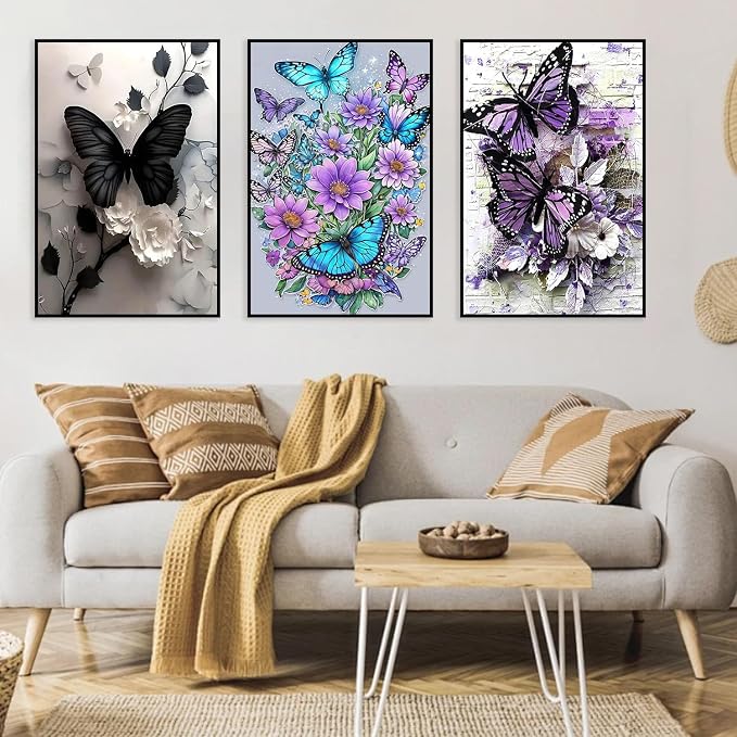 3 Pack Framed Paint by Numbers Butterfly - Image 5