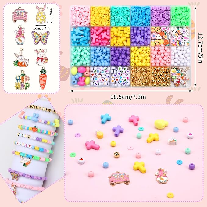 UPINS 2100+ Easter Beads for DIY Bracelet Making Jewelry Crafts Keychains | - Image 2