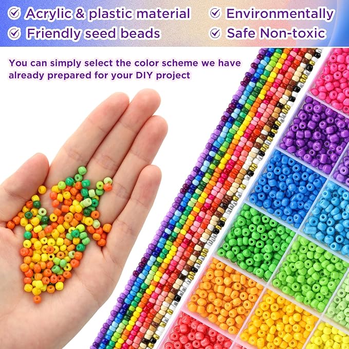 4mm Seed Beads for Jewelry Making, Funtopia 39 Colors Small Beads for Bracelets - Image 4