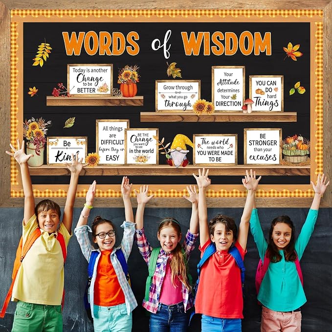 Fall Thanksgiving Bulletin Board Set Bookshelf Words of Wisdom Bulletin Board - Image 4
