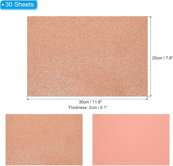 PATIKIL 30Sheets Light Yellow EVA Glitter Foam Sheet 11.8 x 7.9 Inch 2mm Thick - Image 2