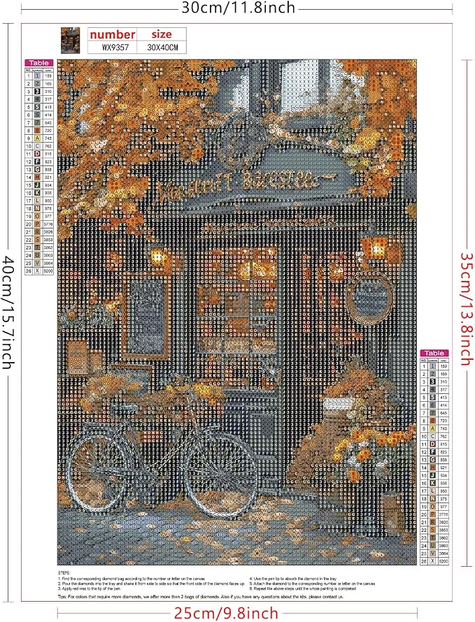 Lxmsja Bike Diamond Art Kits for Adults, Fall Scenery DIY Full Drill Diamond - Image 6