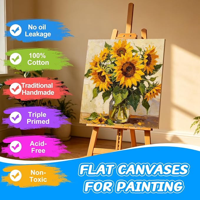 ESRICH Large Canvas for Painting, 10 Pack Square Canvas Boards for Painting - Image 3