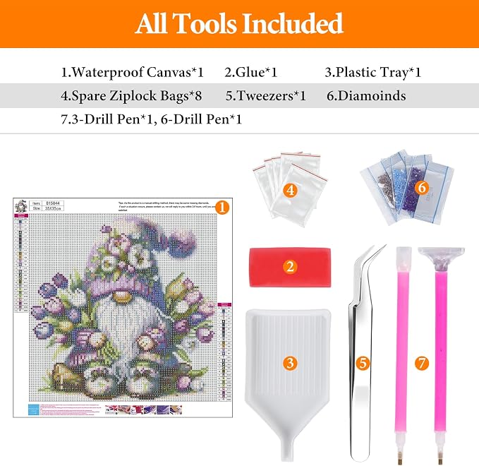 Offito Gnome Diamond Art Kits for Adults, 5D Gnome Diamond Painting Kits for - Image 5