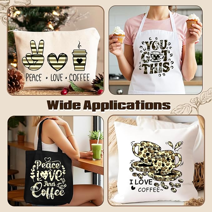Tintnut Coffee Theme Heat Transfer Vinyl, 12 Sheets 12"x10" Iron on Vinyl | - Image 6