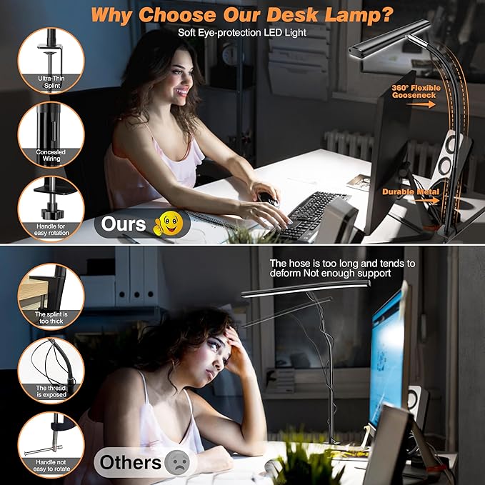 Airlonv LED Desk Lamp for Office Home, Eye-Caring Desk Light - Image 4
