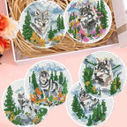 8 Pack Diamond Art Coasters, Wolf Forest animals Diamond Painting Coasters | - Image 7
