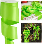 HUIHUANG Lime Green Wired Ribbon 2.5 inch Green Satin Wire Ribbon by HUIHUANG