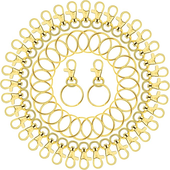 Gold Keychain Rings for Craft, Paxcoo 100pcs Keychain Hardware Kit Includes by PAXCOO