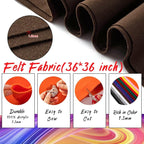 HaoFeiJH Brown Felt Fabric 36" X 36" 1.6mm，Fabric Sheets Soft Woven Acrylic - Image 2