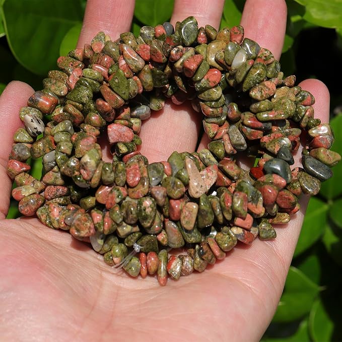 400Pcs 5-8mm Natural Unakite Chip Stone Beads | Pre-Drilled Irregular Healing - Image 7