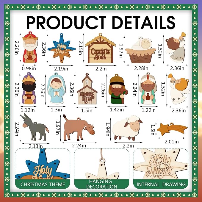 Cinnvoice 60 Pcs Wood Christmas Crafts - Image 3