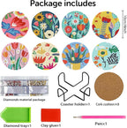 Benjenes 8PCS Flowers Diamond Art Coasters Kit - Image 3