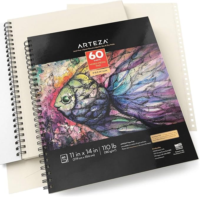 ARTEZA Mixed Media Sketchbook, 11x14 Inches – 2-Pack, 60 Spiral-Bound Sheets - Image 3