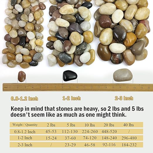 FANTIAN 10 lbs Pebbles for Indoor Plants, 0.8-1.2 inch Mixed Color Polished - Image 3