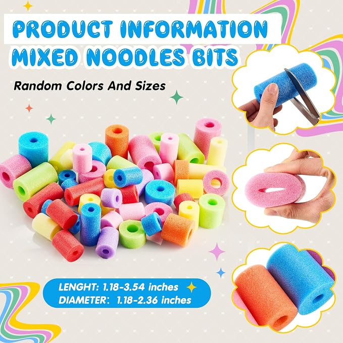 Frienda 50 Pcs Pool Noodles Bits Multicolor Craft Small Size Versatile Mixed - Image 2