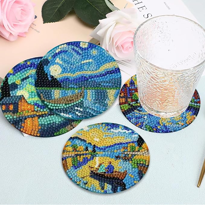 8 PCS Starry Sky Diamond Art Coasters Kit - Image 6