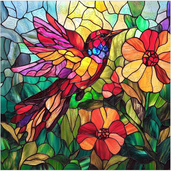 Mocfesk Wooden Puzzles for Adults, 200 Pieces Hummingbird Jigsaw Puzzle | by Mocfesk